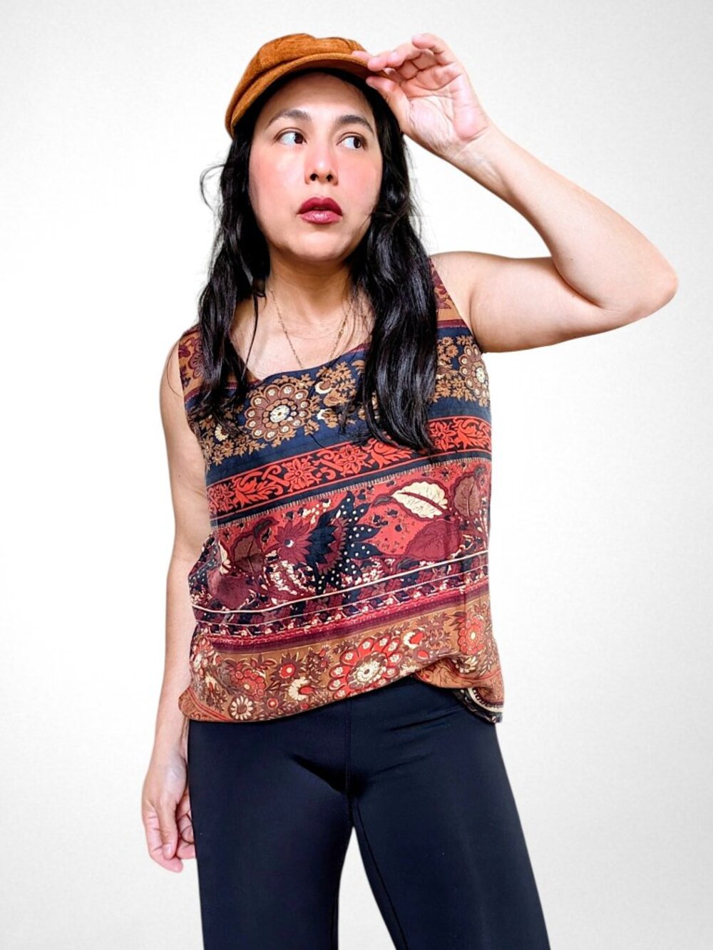 Express VTG 90's made in Korea fairy boho cottage 100% silk floral tank W"s L